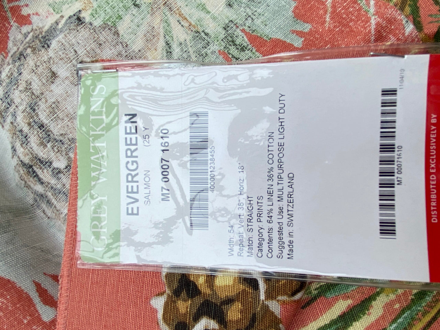 9 Berkbox77 Square Printed Fabrics by Grey Watkins Evergreen Salmon Orange Green Brown Tropical Tree Foliage MSRP USD441/y