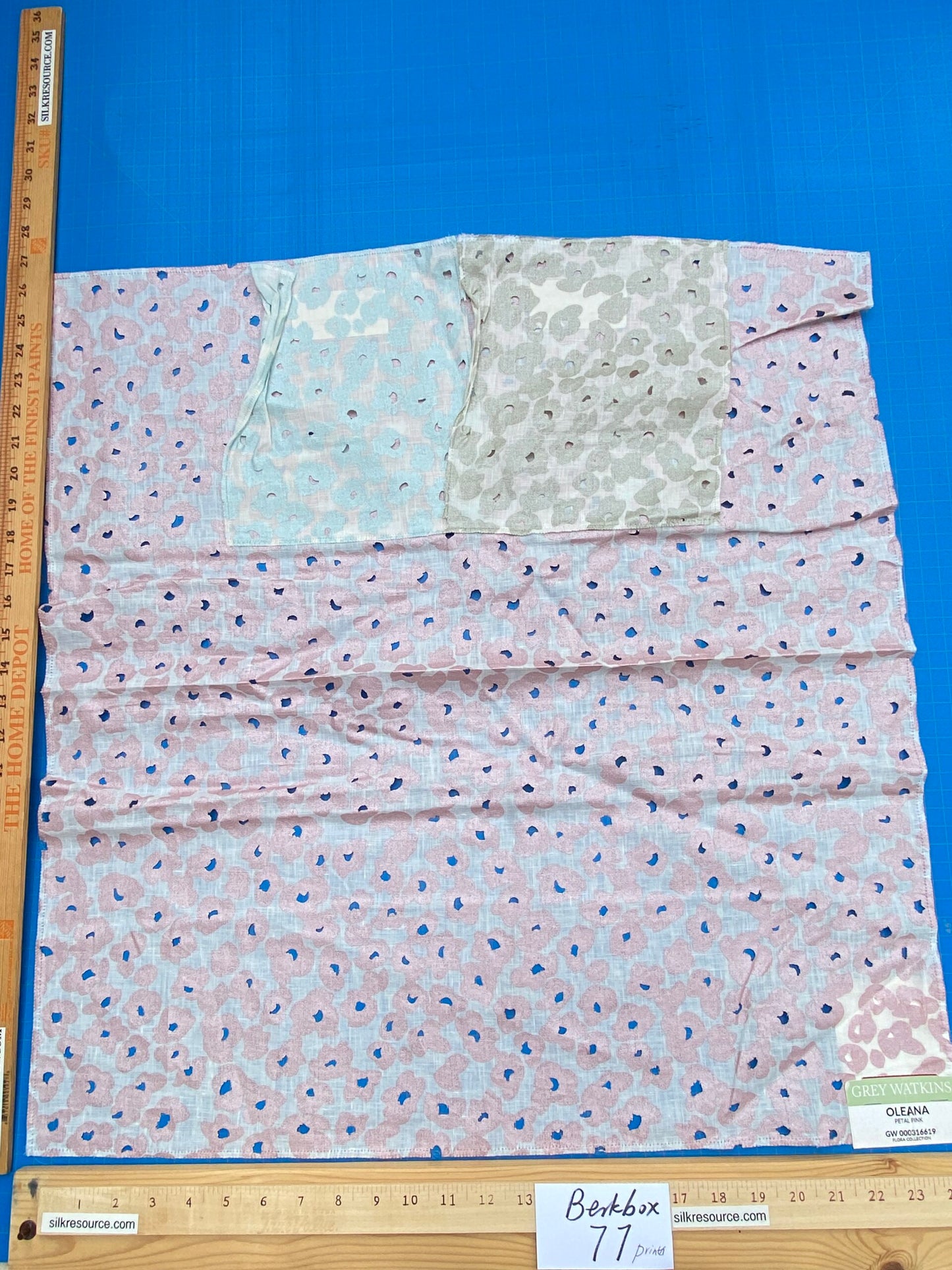 10 Berkbox77 Square Printed Fabrics by Grey Watkins Oleana Petal Pink White Sheers Floral Linen MSRP USD516/y