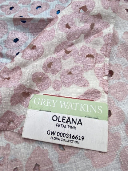 10 Berkbox77 Square Printed Fabrics by Grey Watkins Oleana Petal Pink White Sheers Floral Linen MSRP USD516/y
