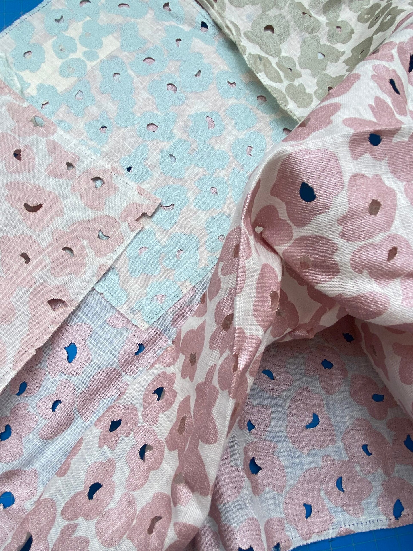 10 Berkbox77 Square Printed Fabrics by Grey Watkins Oleana Petal Pink White Sheers Floral Linen MSRP USD516/y