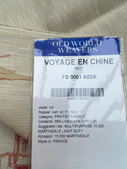 11 Berkbox77 Square Printed Fabrics by Voyage En Chine Red Print Chinoiserie Asian Garden Elephant MSRP USD 388/yd