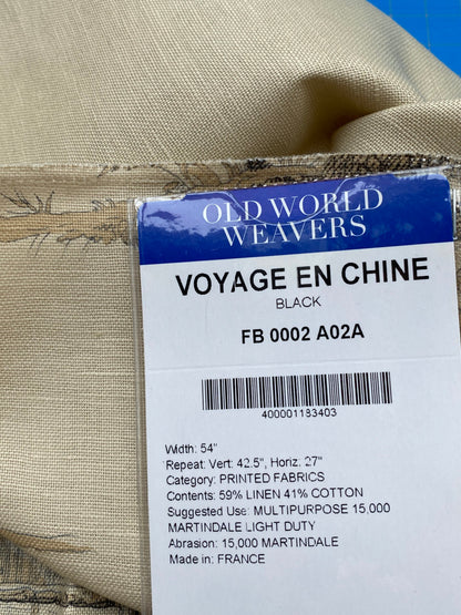 12 Berkbox77 Square Printed Fabrics by Voyage En Chine Black Beige Print Chinoiserie Asian Garden Elephant MSRP USD 388/yd