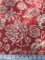 Scalamandre CALAIS LINEN PRINT in Coral Pink Red Mediterranean Pomegranate Block Print Heavy Linen MSRP USD300+/y