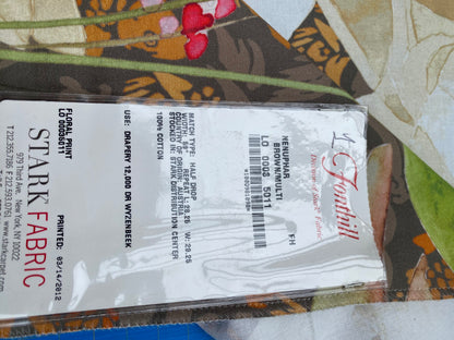 14 Berkbox77 Square Printed Fabrics by  Nenuphar Brown/Multi Lotus Pond Koi Fish Cotton 1yd x 26" MSRP USD196/y