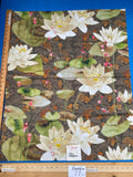 15 Berkbox77 Square Printed Fabrics by  Nenuphar Brown/Multi Lotus Pond Koi Fish Cotton 1yd x 26" MSRP USD196/y
