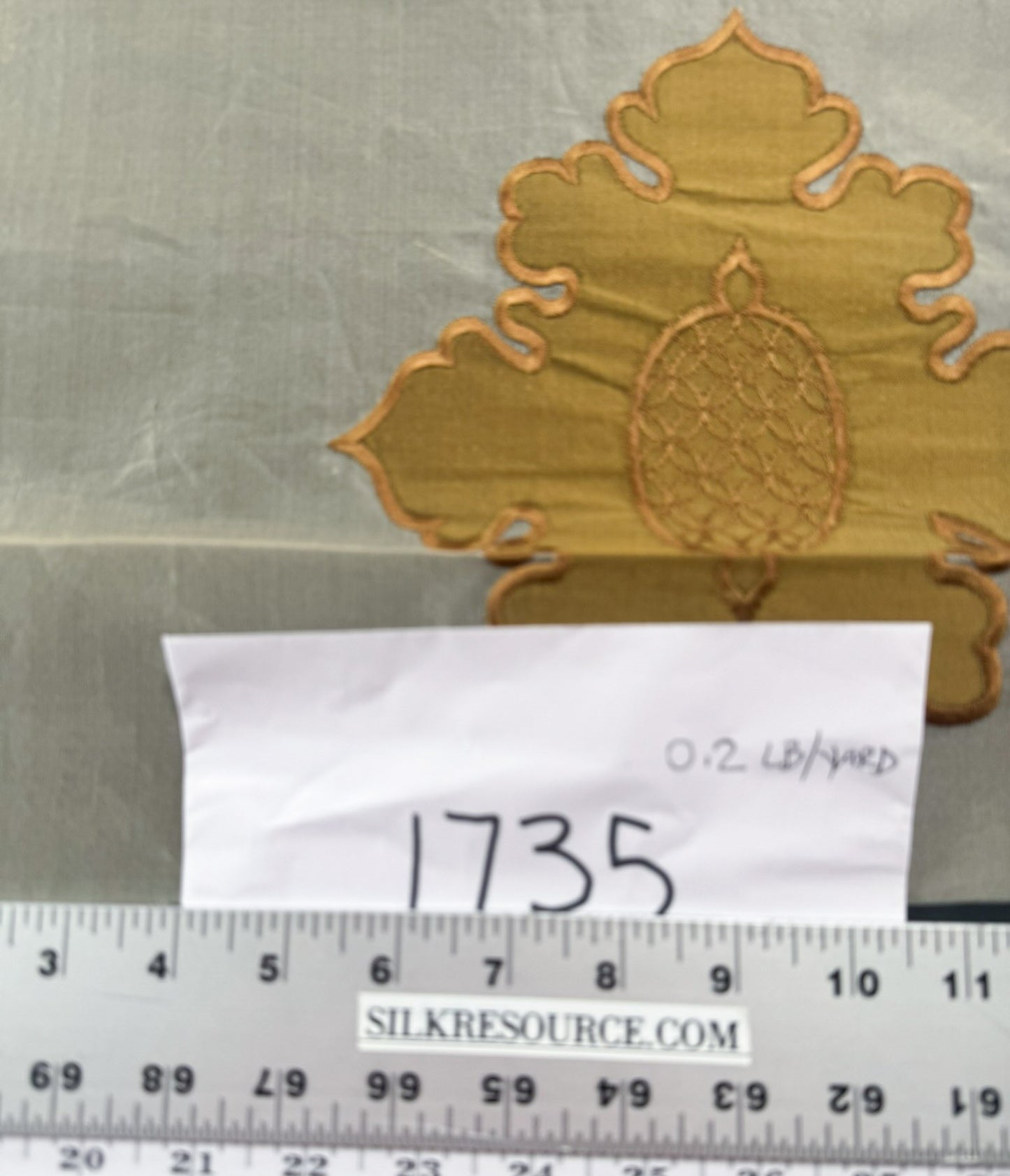 Divinity 100% Silk Organza with Medallion Embroidery Copper Gold