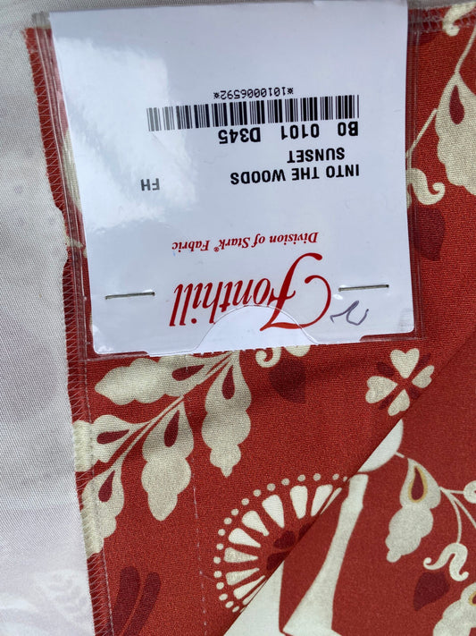 17 Berkbox77 Square Printed Fabrics by Fonthill Into the Woods Sunset Red Beige Deer Rabbit Hare Horse Cotton MSRP USD 204/Y