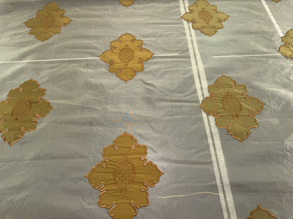 Divinity 100% Silk Organza with Medallion Embroidery Copper Gold