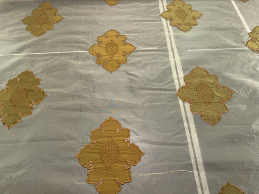 Divinity 100% Silk Organza with Medallion Embroidery Copper Gold
