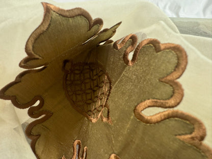 Divinity 100% Silk Organza with Medallion Embroidery Copper Gold