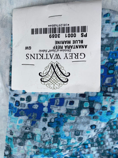 18 Berkbox77 Square Printed Fabrics by Grey Watkins Anantara Reef Blue Marine Abstract Linen Cotton 34" x 25" MSRP USD 318/Y
