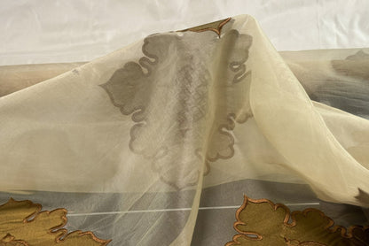 Divinity 100% Silk Organza with Medallion Embroidery Copper Gold