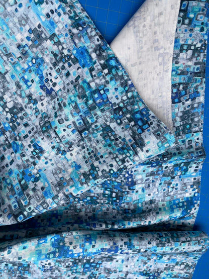 18 Berkbox77 Square Printed Fabrics by Grey Watkins Anantara Reef Blue Marine Abstract Linen Cotton 34" x 25" MSRP USD 318/Y