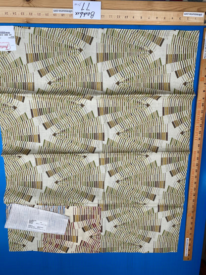 19 Berkbox77 Square Printed Fabrics by Fonthill Arpeggio Moss Green White Abstract Geometric Linen MSRP USD 280/Y