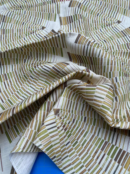 19 Berkbox77 Square Printed Fabrics by Fonthill Arpeggio Moss Green White Abstract Geometric Linen MSRP USD 280/Y