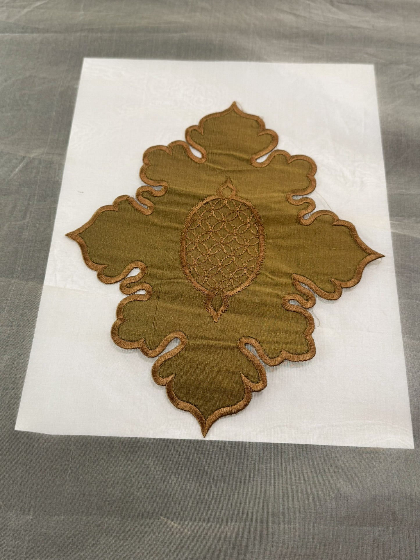 Divinity 100% Silk Organza with Medallion Embroidery Copper Gold