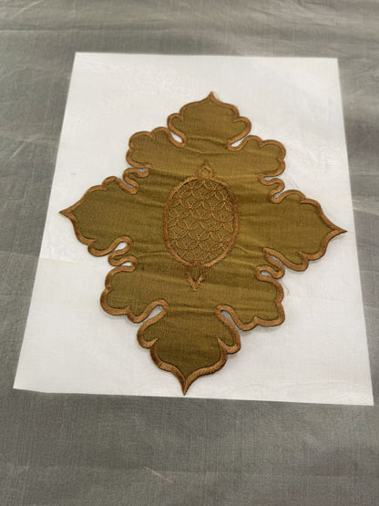 Divinity 100% Silk Organza with Medallion Embroidery Copper Gold