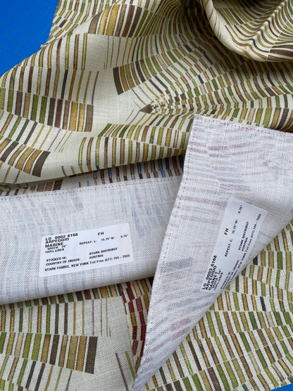 19 Berkbox77 Square Printed Fabrics by Fonthill Arpeggio Moss Green White Abstract Geometric Linen MSRP USD 280/Y