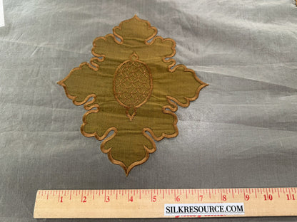 Divinity 100% Silk Organza with Medallion Embroidery Copper Gold