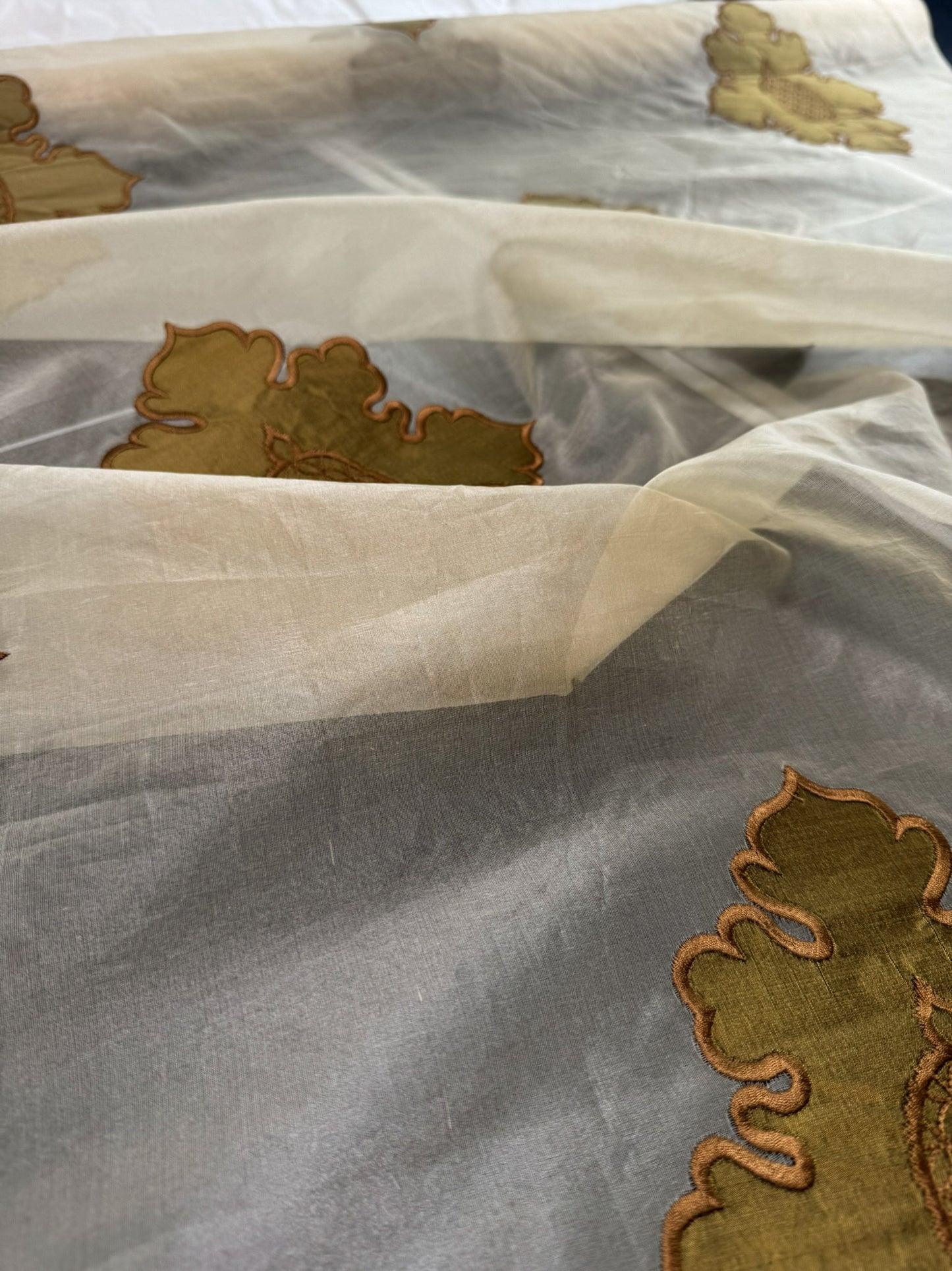 Divinity 100% Silk Organza with Medallion Embroidery Copper Gold