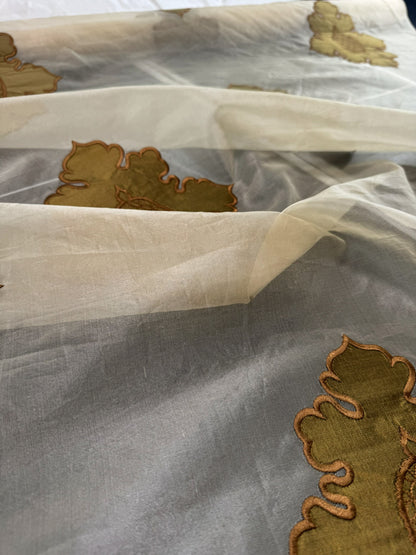 Divinity 100% Silk Organza with Medallion Embroidery Copper Gold
