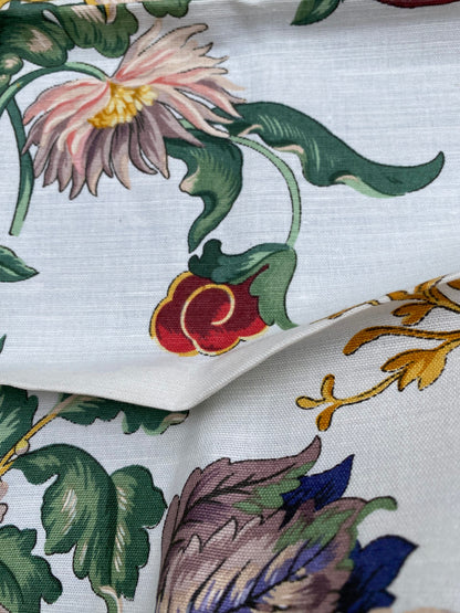 20 Berkbox77 Square Printed Fabrics by Grey Watkins Les Fleurs Mysterieuses Multi Color on White Floral Cotton Linen MSRP USD 784/Y