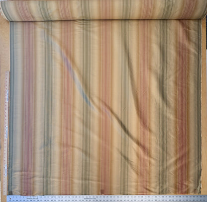 Scalamandre Ombre Silk Taffeta Stripe Terracotta Red Sage Green Beige Gold -By The Yard - MSRP USD248/y