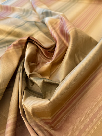 Scalamandre Ombre Silk Taffeta Stripe Terracotta Red Sage Green Beige Gold -By The Yard - MSRP USD248/y