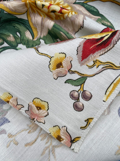 22 Berkbox77 Square Printed Fabrics by Grey Watkins Les Fleurs Mysterieuses Multi Color on White Floral Cotton Linen MSRP USD 784/Y