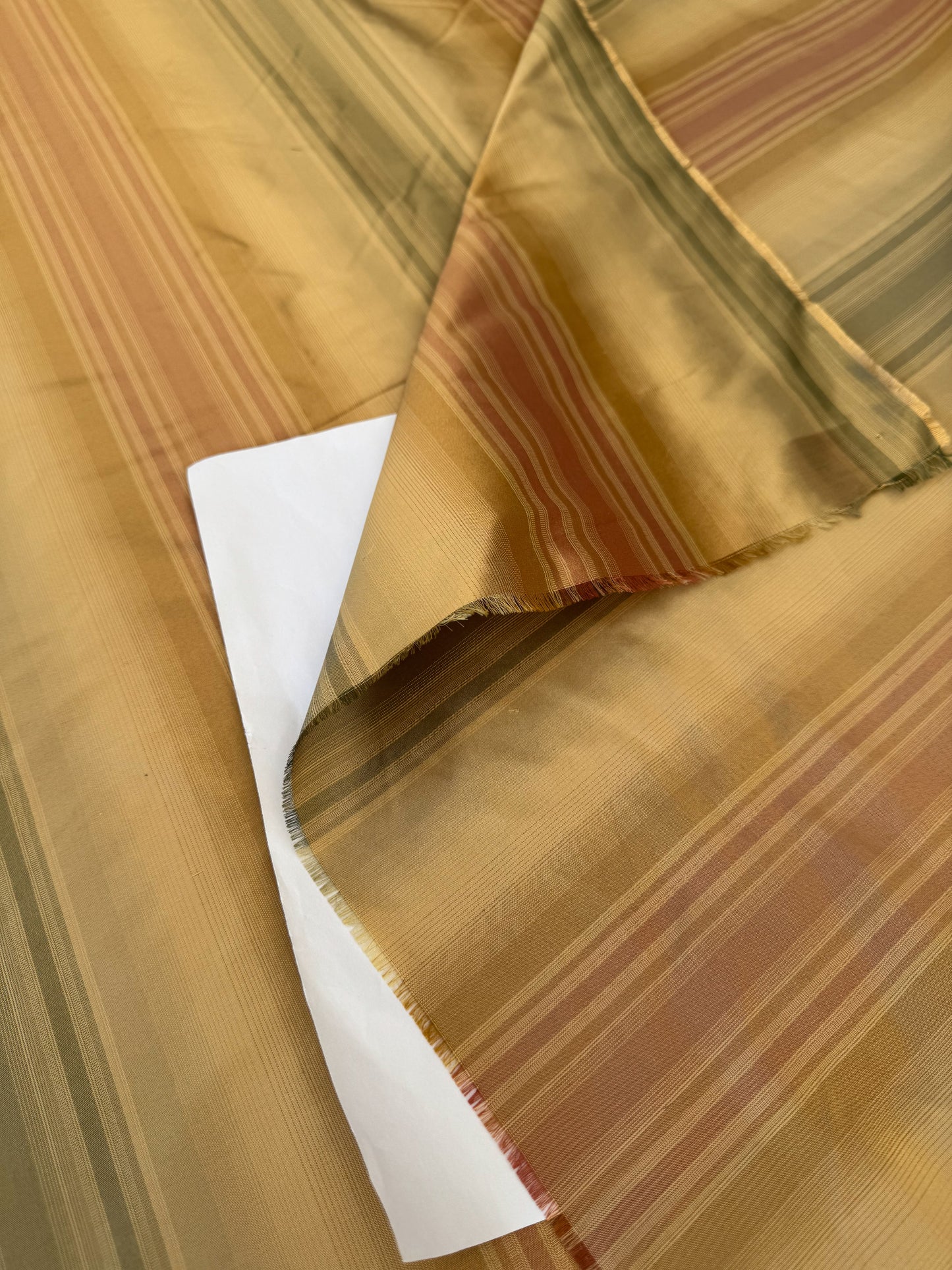 Scalamandre Ombre Silk Taffeta Stripe Terracotta Red Sage Green Beige Gold -By The Yard - MSRP USD248/y
