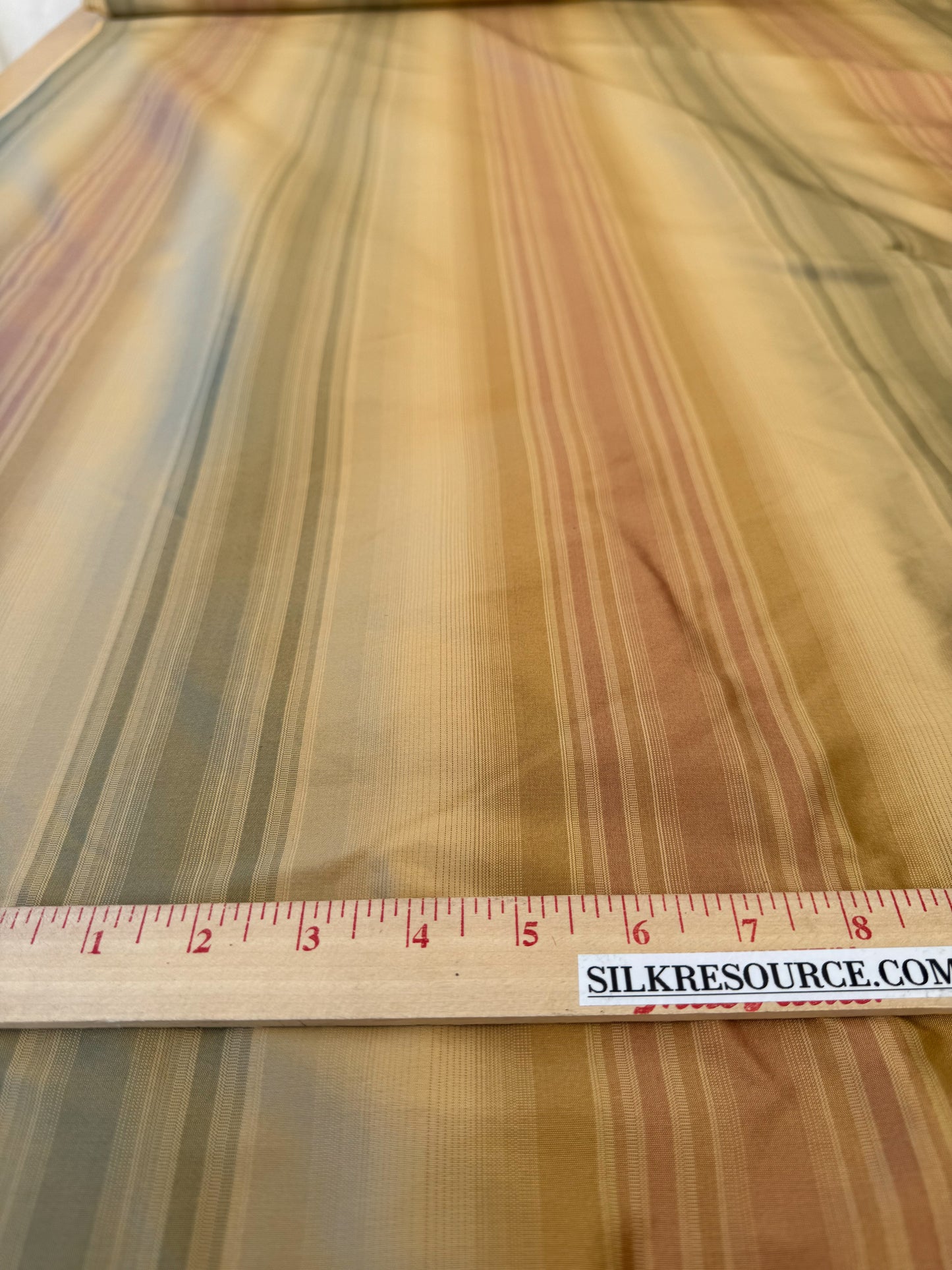 Scalamandre Ombre Silk Taffeta Stripe Terracotta Red Sage Green Beige Gold -By The Yard - MSRP USD248/y