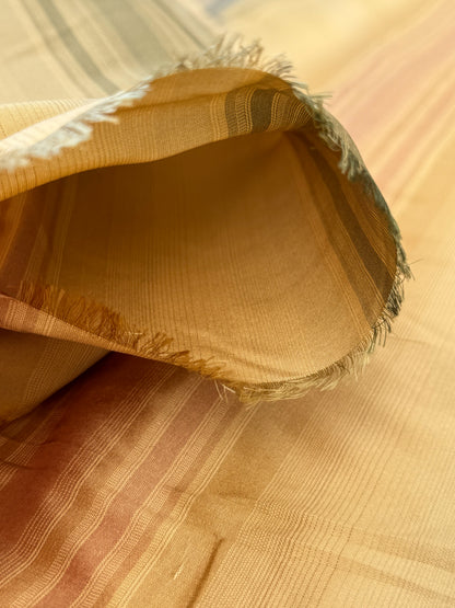 Scalamandre Ombre Silk Taffeta Stripe Terracotta Red Sage Green Beige Gold -By The Yard - MSRP USD248/y