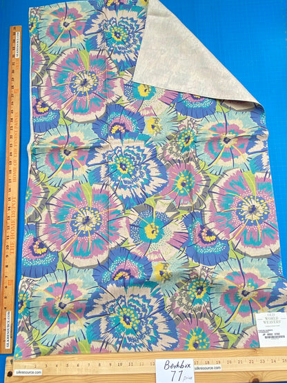 24 Berkbox77 Square Printed Fabrics by Old World Weavers Festive Summer Hydrangea Blue Pink Botanical Linen Cotton  MSRP USD 300+/y