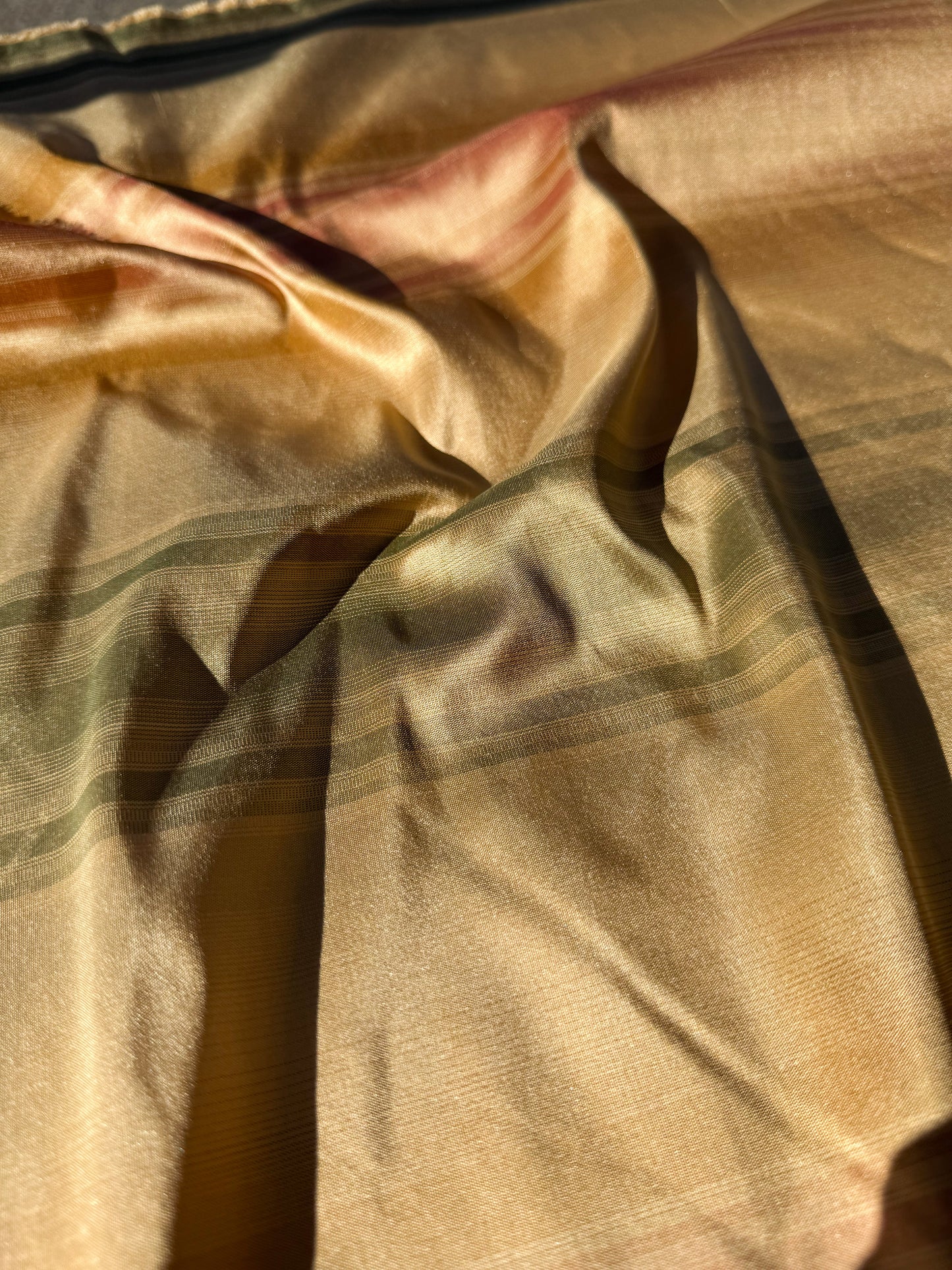 Scalamandre Ombre Silk Taffeta Stripe Terracotta Red Sage Green Beige Gold -By The Yard - MSRP USD248/y