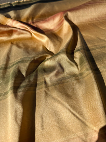 Scalamandre Ombre Silk Taffeta Stripe Terracotta Red Sage Green Beige Gold -By The Yard - MSRP USD248/y