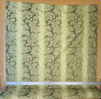 Vervain Lesina Stripe Kiwi Green Silk Lampas Strie Stripe Acanthus Foliage Flora - By The Yard - MSRP USD 264/y