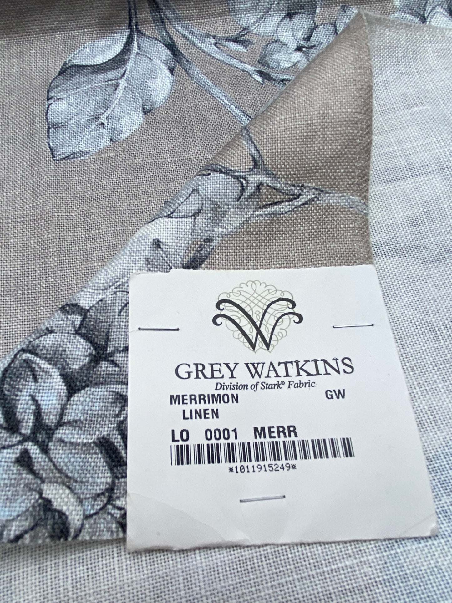 26 Berkbox77 Square Printed Fabrics by Grey Watkins Merrimon Linen Gray Floral 33" x 27"  MSRP USD 300+/Y