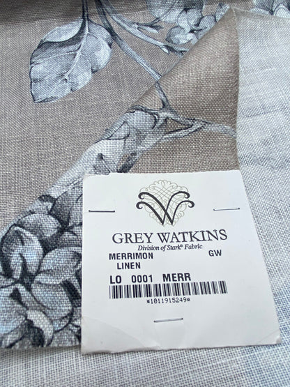 26 Berkbox77 Square Printed Fabrics by Grey Watkins Merrimon Linen Gray Floral 33" x 27"  MSRP USD 300+/Y