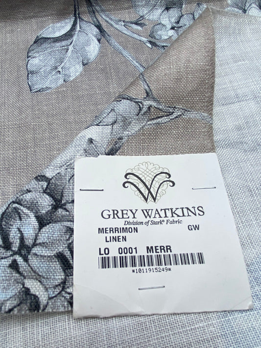 26 Berkbox77 Square Printed Fabrics by Grey Watkins Merrimon Linen Gray Floral 33" x 27"  MSRP USD 300+/Y