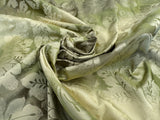 Vervain Lesina Stripe Kiwi Green Silk Lampas Strie Stripe Acanthus Foliage Flora - By The Yard - MSRP USD 264/y