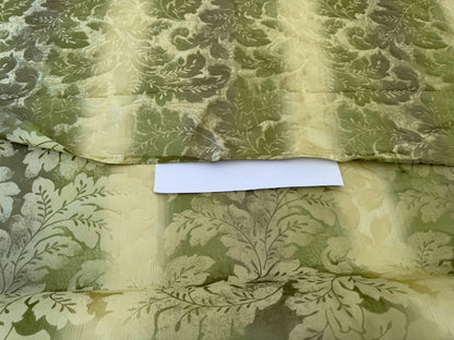 Vervain Lesina Stripe Kiwi Green Silk Lampas Strie Stripe Acanthus Foliage Flora - By The Yard - MSRP USD 264/y