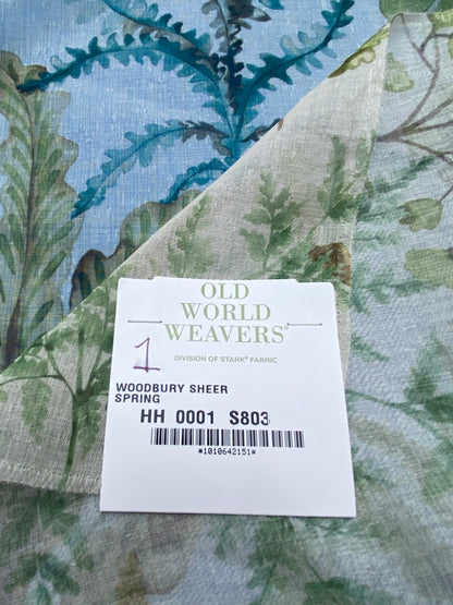 27 Berkbox77 Square Printed Fabrics by Old World Weavers Woodbury Sheer Spring Green Blue  Sheer MSRP USD 100/Y