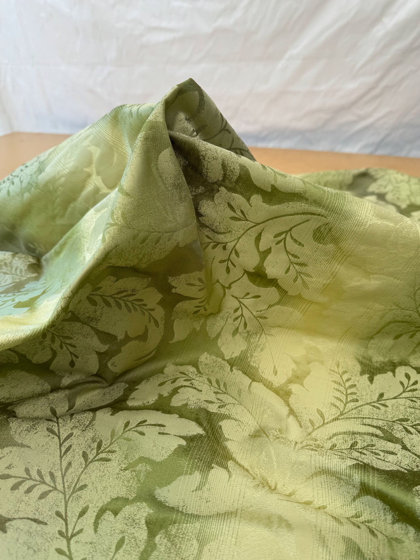Vervain Lesina Stripe Kiwi Green Silk Lampas Strie Stripe Acanthus Foliage Flora - By The Yard - MSRP USD 264/y