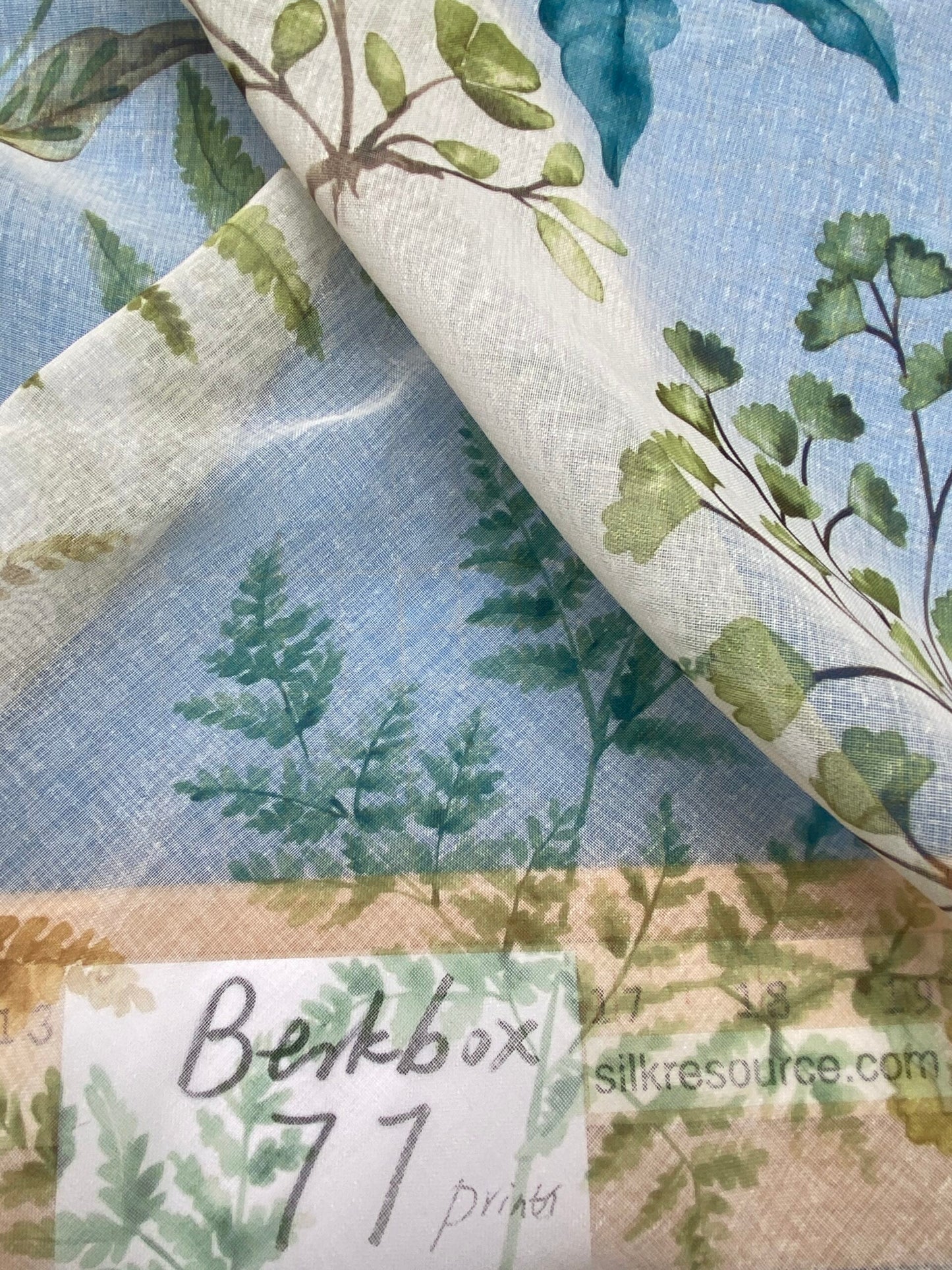 27 Berkbox77 Square Printed Fabrics by Old World Weavers Woodbury Sheer Spring Green Blue  Sheer MSRP USD 100/Y