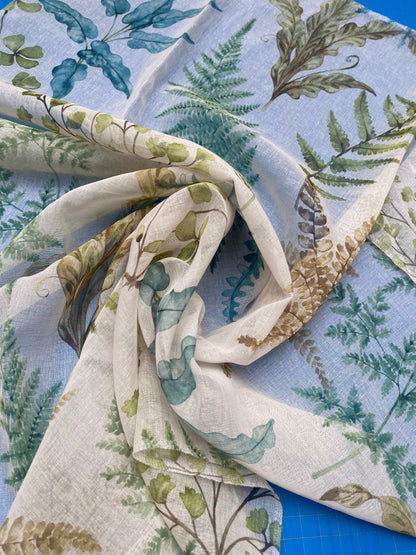 27 Berkbox77 Square Printed Fabrics by Old World Weavers Woodbury Sheer Spring Green Blue  Sheer MSRP USD 100/Y