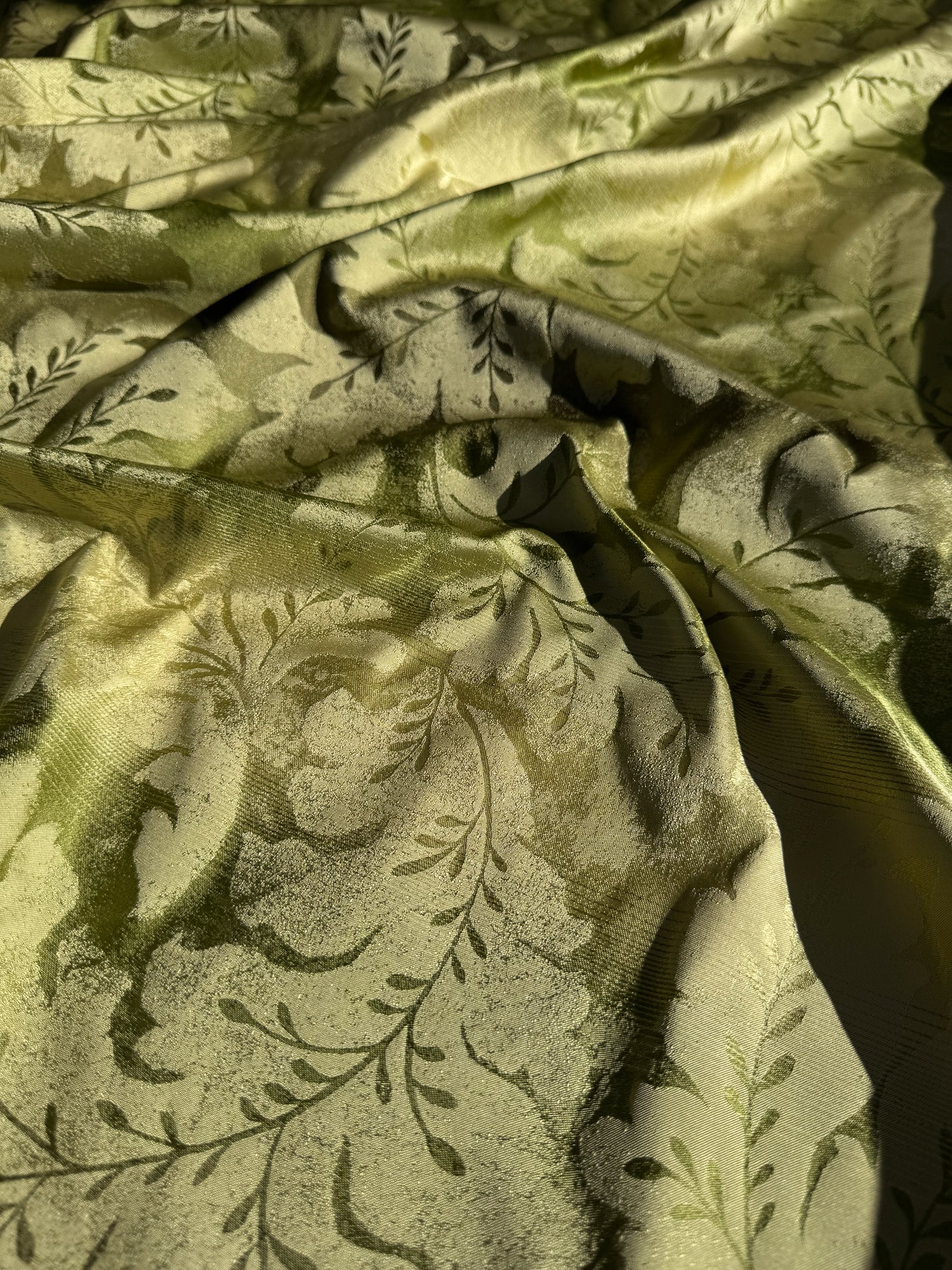 Vervain Lesina Stripe Kiwi Green Silk Lampas Strie Stripe Acanthus Foliage Flora - By The Yard - MSRP USD 264/y