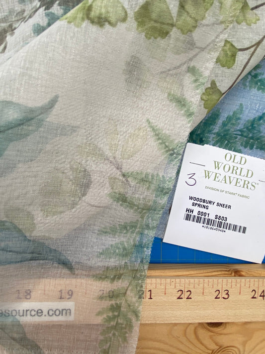 29 Berkbox77 Square Printed Fabrics by Old World Weavers Woodbury Sheer Spring Green Blue  Sheer MSRP USD 100/Y