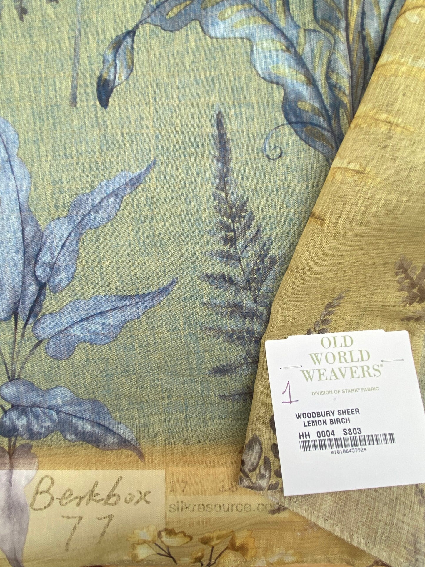 31 Berkbox77 Square Printed Fabrics by Old World Weavers Woodbury Sheer Lemon Birch Yellow Floral Print  Sheer MSRP USD 100/