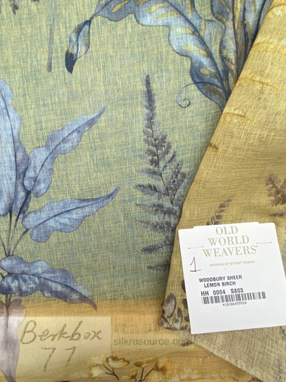 31 Berkbox77 Square Printed Fabrics by Old World Weavers Woodbury Sheer Lemon Birch Yellow Floral Print  Sheer MSRP USD 100/