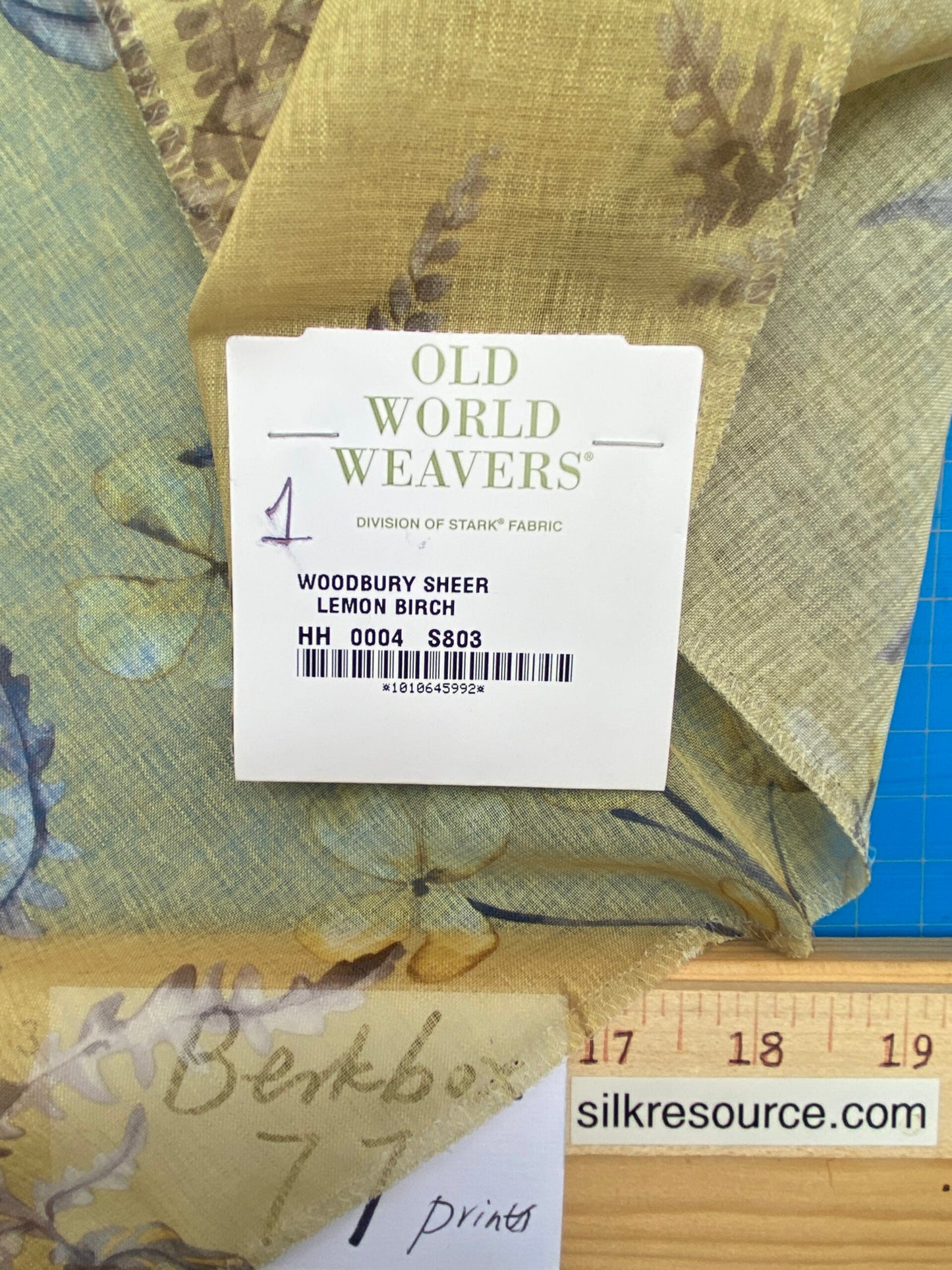 31 Berkbox77 Square Printed Fabrics by Old World Weavers Woodbury Sheer Lemon Birch Yellow Floral Print  Sheer MSRP USD 100/